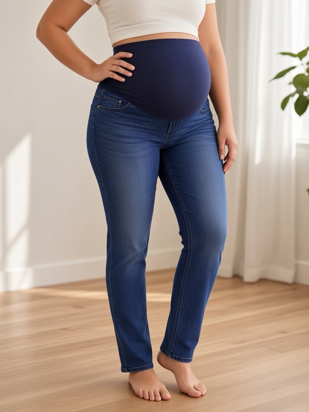 Indigo Blue Maternity Jeans Size Large Secret Fit Belly Blue Denim